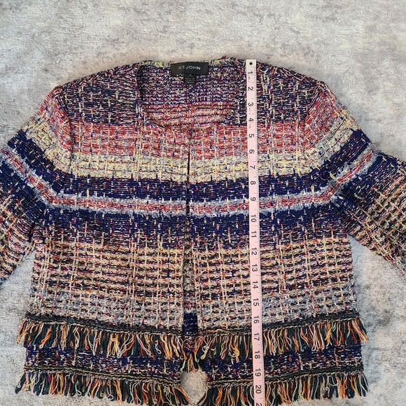 St. John Ellah Tweed Knit Short Jacket Size 10 - Picture 7 of 9